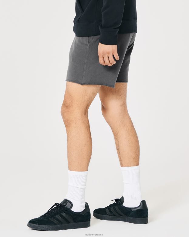 Bottoms Hollister Men Terry Fleece Logo Shorts 5\\ 488201250 Dark Grey